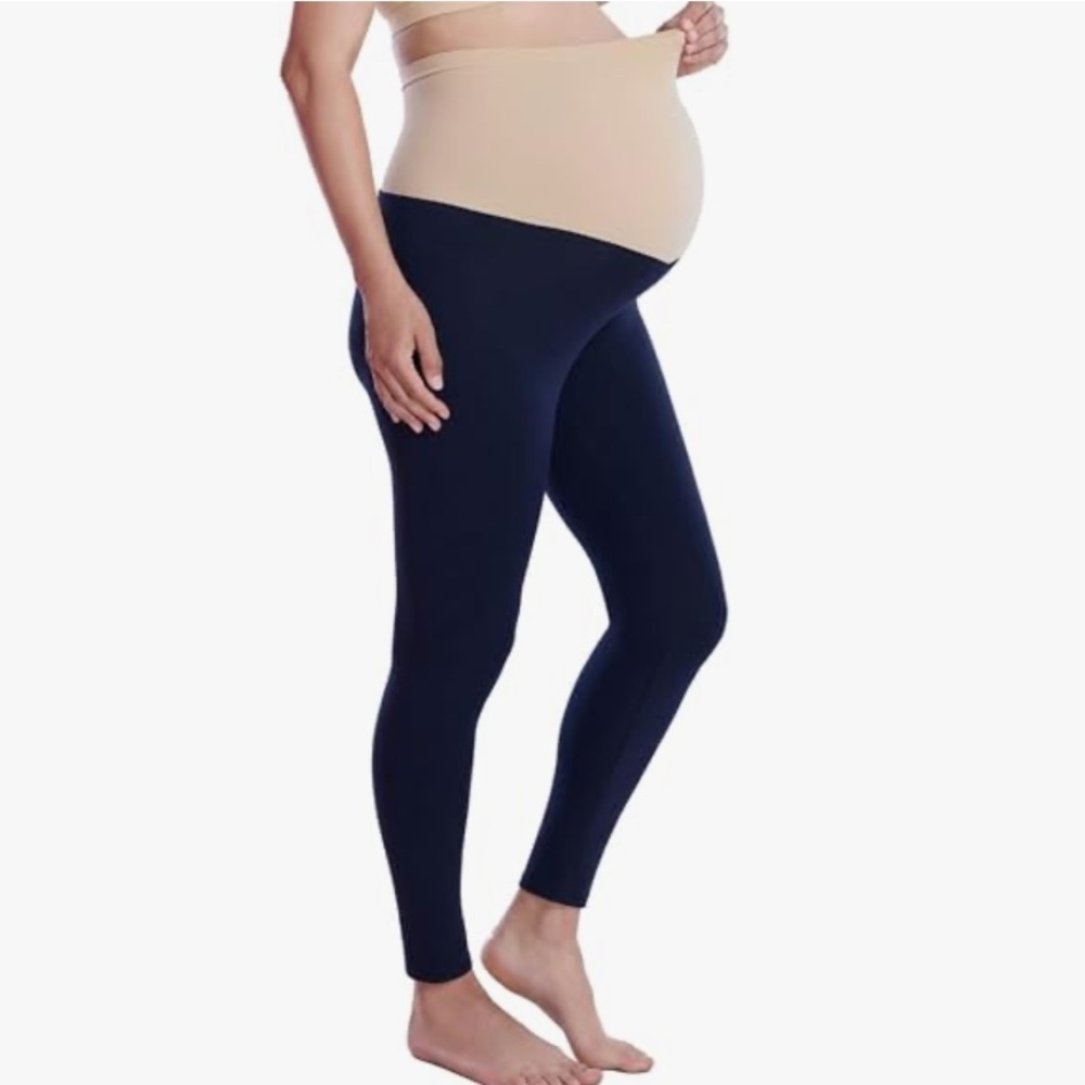 Maternity Leggings in Navy and Beige